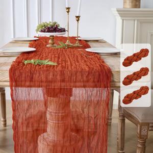 2 x 3 Pack Terracotta Cheesecloth Table Runners, 120 Inch 10Ft Orange Gauze Table Runner for Wedding Birthday Party Baby Shower Decorations