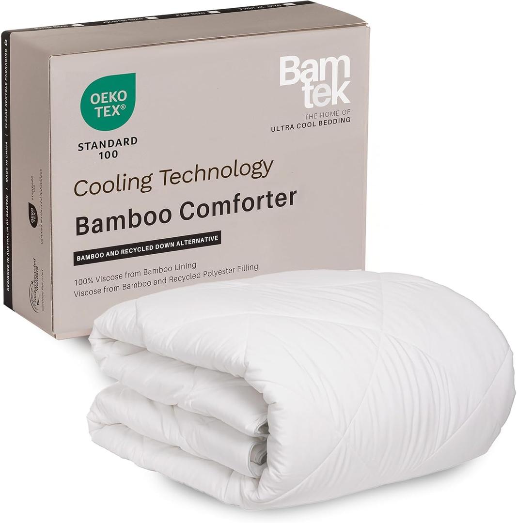 100% Viscose Derived from Bamboo Comforter, Cooling Comforter, Duvet Insert, Breathable, Extra Fluffy, Lightweight Comforters, King Size (White)