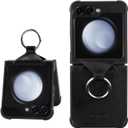 MONASAY Phone Case Compatible for Galaxy Z Flip 5,[Screen Protector Included] Leather Cell Phone Cover with Ring Compatible for Samsung Galaxy Z Flip 5, Burgundy