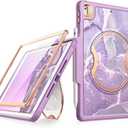 Clayco Nebula Case for iPad 9th/8th/7th Generation Case 10.2 Inch 2021/2020/2019, Multi-Angle Viewing Full Body Stand Cover for iPad 10.2" with Built-in Screen Protector & Pencil Holder, Purple