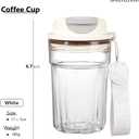 16oz Coffee Cup Cold Water Bottle, Clear and Transparent Cup, 100% Leakproof One Hand, Narrow Spout Easy Carried for Women, Men, Office School Travel, White