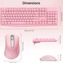 Memzuoix Wireless Keyboard Mouse Combo - 2.4G Full-Size Ergonomic Set with USB Receiver for PC Laptop Windows Mac (Pink)