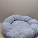 Lesure Calming Medium Dog Bed - Flower Donut Round Fluffy Puppy Bed in Plush Teddy Sherpa, Non-Slip Cute Flower Cat Beds for Indoor Cats, Medium Pet Bed Fits up to 45 lbs, Machine Washable, Blue 30"
