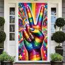 Happy Pride Door Cover LGBTQ+ Front Porch Door Sign Banner Gay Pride Day Month Parade Rainbow Party Decoration and Supplies for Home