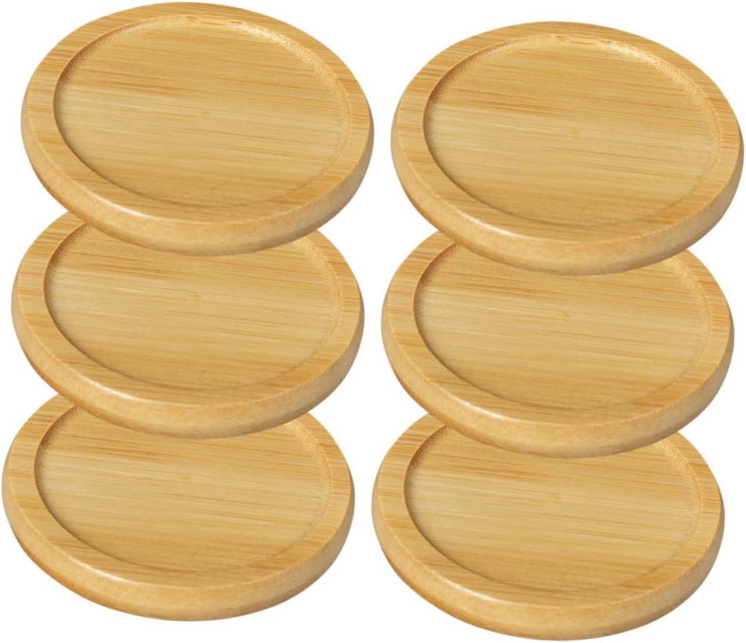 Bamboo Coasters Set Round Plant Trays for Succulents Absorbent Coasters for Drinks Heat Resistant Desktop Cup Mats
