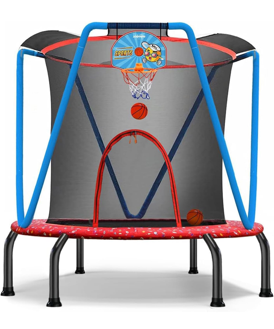 Zupapa No-Gap Design Trampoline for Kids Toddler Indoor Outdoor Small Trampolines for Baby with net Basketball Hoop for Age 2-5, 54'' 66''