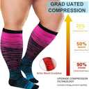 4 Pairs Plus Size Compression Socks for Women and Men 20-30 mmHg, Wide Calf Stockings Best Support for Circulation, Running, 3XL