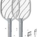 Electric Fly Swatter, 3800V Handheld Bug Zapper Racket, Type-C Rechargeable, Mosquito Zapper for Indoor Outdoor, 3-Layer Safety Mesh, Easy to Use, Lightweight (Basic 2 Pack)