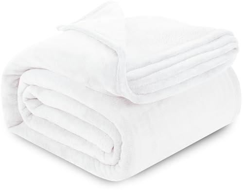 Utopia Bedding White Fleece Blanket Queen Size Lightweight Fuzzy Soft Anti-Static Microfiber Bed Blanket