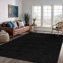 Area Rug 8x10 Black Washable Indoor Rug Solid Non Slip Easy to Clean Non Shedding Indoor for Living Room Bedroom Kitchen Dining Room or Hallway (8 X 10 Black)