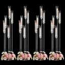 4PCS 5 Arms Acrylic Candelabra Centerpieces for Wedding, 45.7Inches Clear Candle Holders Table Centerpiece Floor Candle Stand with Shade for Christmas Party Home Decor Prom Entrance Decorations
