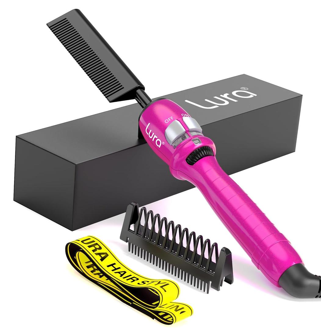 200-500F Pink Hot Comb:Electric Hot Comb for Lace Front Wigs,Electric Pressing Combs for Black Hair,Electric Straightening Comb for African American Hair,