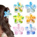 6 pcs Sweet Print-Flower Hair Clips,3.14 inches Large Hawaiian Flower Claw Clip for Women,Beach Vacation hair accessories for Women Girls (Printed flower-6Pcs)