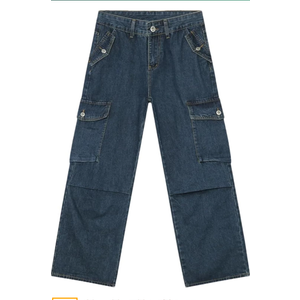 Brand: Generic
Men Straight Pleated High Tube Large Pocket Street Work Wear American Jeans Wide Leg Denim Pants Size XL