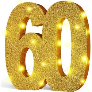 Usongshine11.8 Inch Gold Glitter Number Birthday Party Decorations, 60th Centerpiece Table Shining Golden Digit for New Year,Graduation,Bridal Shower,Thanksgiving,Halloween,Anniversary Party Supplies