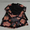 Daci Women Two Piece Rash Guard Long Sleeve Swimsuits UV UPF 50+ Swim Shirt Bathing Suit with Boyshort Bottom (Large, Black Pink Flower)