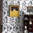 Heroad Peel & Stick Wallpaper - Floral Navy Blue Removable Boho Contact Paper for Cabinets & Bathroom - Waterproof Self-Adhesive Vinyl Roll 17.3''x196''