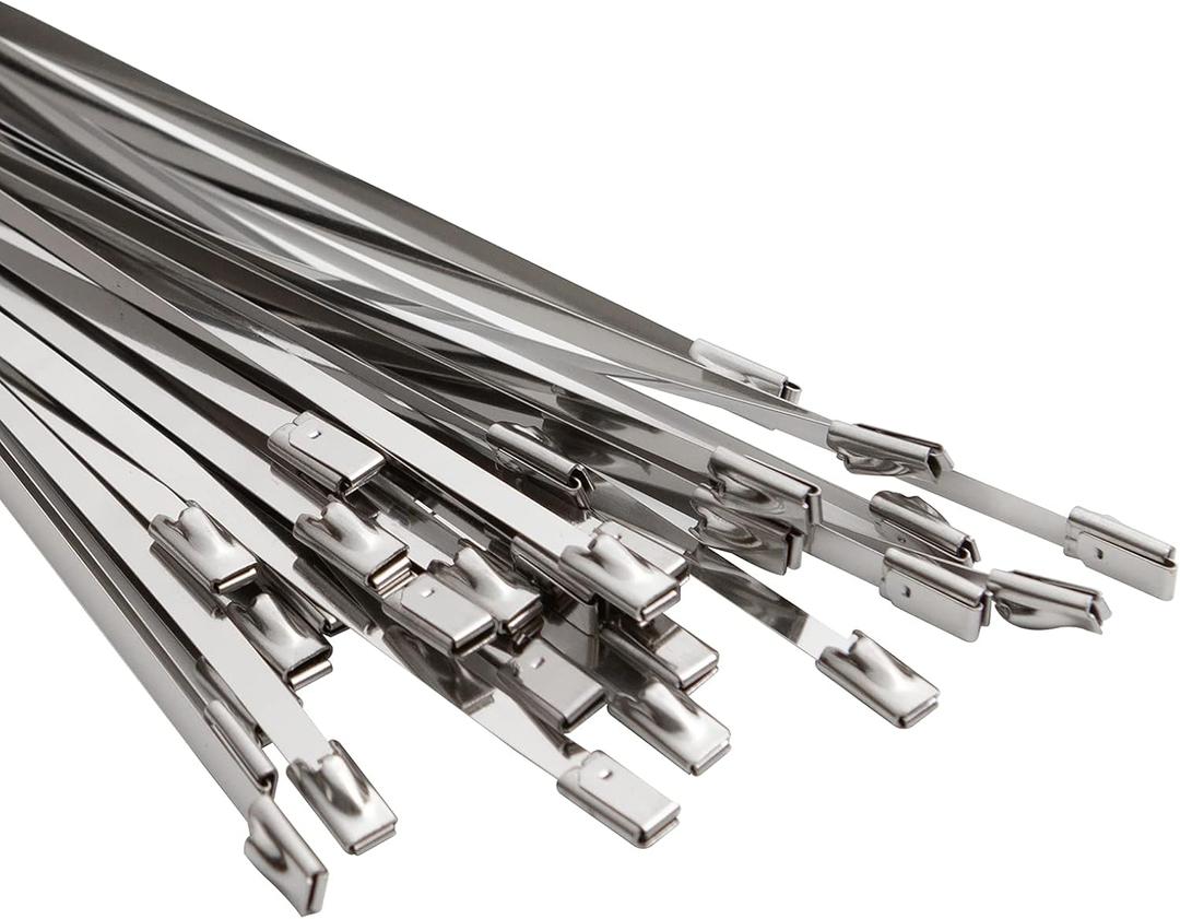OFFO Metal Zip Ties 100 Pcs 15.8 in Premium Heavy Duty Stainless Steel Wire Multifunctional Locking Exhaust Wrap Flexible Durable
