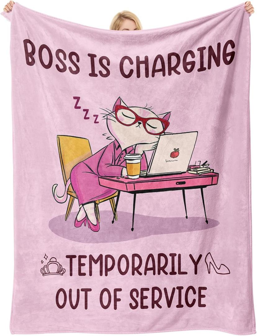 Boss Gifts for Women, Best Appreciation Congratulations Birthday Gift for Bosses - Throws Blanket 60"x50", Bosses Day Gifts for Women, Christmas Thank You Gift for Boss Coworkers Manager, Pink