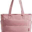 BAGSMART Tote Bag for Women, Lightweight Puffy Tote Bag with Compartments Shoulder Bag Handbag for Travel, Work, Gym