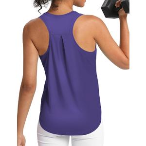 2 x Women's Workout Tank Tops Woman Sleeveless Loose Fit Gym Tops Athletic Shirts Racerback Quick Dry UPF 50+ (Purple, L)