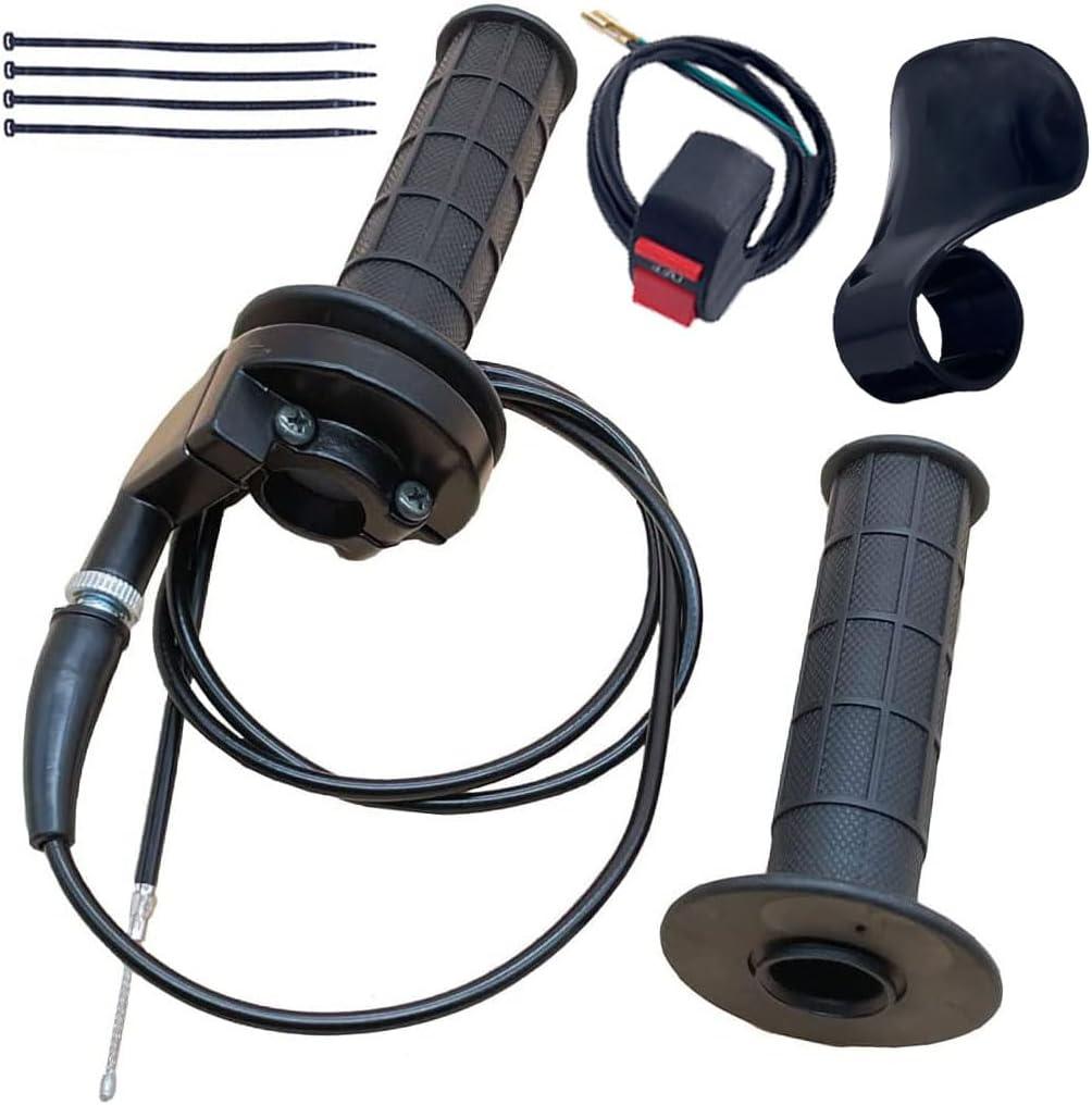 Auto-Moto Handle Bar Throttle Grips Grip +Throttle Cable + Throttle Housing Clamp for 50cc 79cc 125cc 250cc Dirt Bike Quad ATV Pit Compatible with Coleman CT200U CT200U-EX BT200X Trail 200 Mini Bike