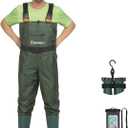 Gieeshield Chest Waders with Boots Waterproof Lightweight 2-Ply Nylon/PVC for Men & Women Fishing & Hunting (M7/W9, Green)