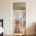 Lumizone Extra Tall Cat Gate 55.12" High Pressure Mounted Extra Wide 2025 New (17 Sizes) 1.37" Gap No Drilling Auto-Close One-Handed Operation Tall Pet Gate for Dogs (White, 55.12" H x 34.25"-38.38" W)