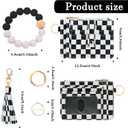 KNGITRYI Wallet Keychain Wristlet for Women,Slim RFID Credit Card Holder Purse Tassel Keychain Bangle Key Ring for Men Women (checkered)
