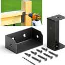 12pcs Stainless Steel Deck Railing Connectors - for 3.35"x 1.35" Wood Post to Handrail, Matte Black Handrail Brackets, Outdoor Fence Railing Hardware with Screws Drill bit (12)