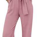 PRETTYGARDEN Women's One Piece Jumpsuits Dressy Casual Summer Short Sleeve Wrap V Neck Wide Leg Pants Romper Spring Clothes (Pink, S)