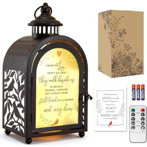 WOODEXPE Sympathy Gift Memorial Gift for Loss of Loved One Memorial Lantern with Flickering LED Candle and Remote Control - Those We Love (Black)
