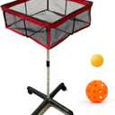 TNZMART Ping Pong Ball Pickleball Holder with Wheels, Height Adjustable Ping Pong Storage Cart, Portable Table Tennis Ball Collection Basket for Indoor Outdoor Training Practice