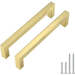 Goldenwarm 20 Pack 5 inch Brushed Gold Cabinet Pulls Brushed Gold Cabinet Handles Kitchen Handles for Cabients Drawer Pulls Kitchen Hardware for Cabinets