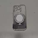 Magnetic Kickstand Glitter Case for iPhone 16 Pro,[Compatible with Magsafe] Luxury Bling Sparkly Rhinestones with Camera Protector Makeup Mirror Women Girls Case for iPhone 16 Pro 6.3",Silver