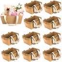 Cedilis 32 Pack Kraft Gift Basket with Handles, 9.8'' x 6.5'' x 4.3'' Empty Paper Basket for Party Gifts, Anniversary, Wedding, Easter, Crafts, Brown