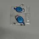 2 Pack Id Badge Holder With Clip, Transparent Light Blue Badge Reels with Id Sleeves Set, Clear Id Card Holder Retractable, Vertical Lanyard ID Holder with Badge Reel, Badge Holders with 24" Pull Cord