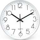 jomparis 10 Inch Silver Wall Clock Battery Operated Silent & Non-Ticking Wall Clock for Home Office Bathroom