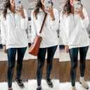 Ladmous Womens Casual Long Sleeve Half Zip Sweatshirt Lapel Drawstring Oversized Pullover Tops with PocketsS-2XL (White, XXL)