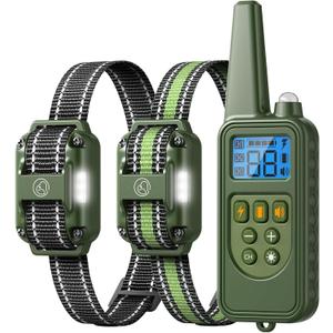 Dog Shock Collar - 2600FT Dog Training Collar with Remote, Rechargeable with 4 Training Modes, IPX7 Waterproof Electronic Dog Collar for All Breeds, Size (for 2 dogs (D8 Green))