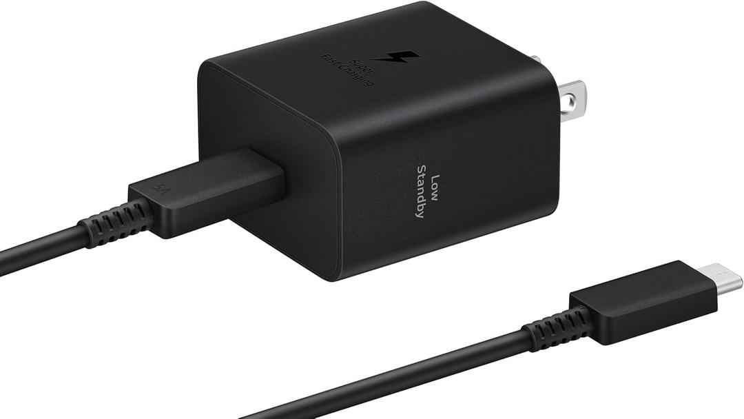 SAMSUNG 45W Wall Charger Power Adapter with Cable Included, Super Fast Charging for Galaxy Phones, Tablets and USB Type C Devices, Low Standby Power Consumption, EP-T4511XBEGUS, Black