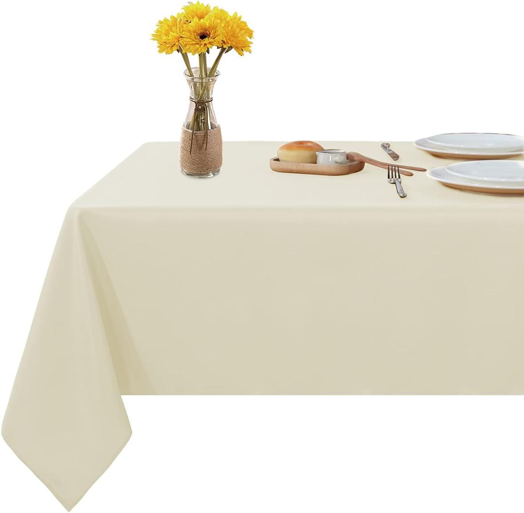 Fitable Rectangle Tablecloth 70x120 inch Tablecloth Stain and Wrinkle Resistant Washable Polyester Table Cloth, Decorative Fabric Table Cover for Dining Table, Buffet Parties and Camping Ivory