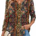 Zeagoo Long Sleeve Shirts for Women Fall V Neck Tops Casual Dressy Blouse Boho Tunic Business Work Clothes School Outfit (XXL)