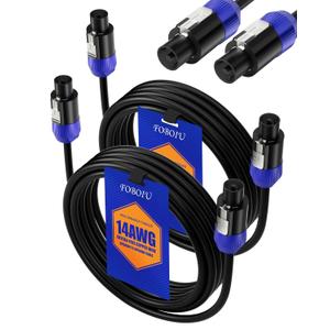 2Pack 9 ft Speakon to Speakon Cables, Professional 14 AWG Audio Cord DJ Male Speaker Cable Wire with Twist Lock, for Audio Amplifier