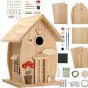Wooden DIY Bird House Kit for Adults to Build, Outdoor Woodworking Crafts Freestyle Painting, Hanging Birdhouse for Garden Yard Decor Gifts Nesto