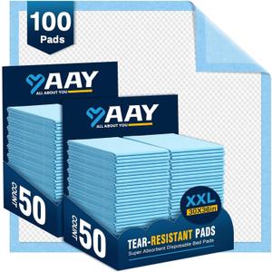 AAY Disposable Bed Pads 30"X36" (100pcs) Tear-Resistant Cloth Backing Underpads Super Absorbent Pee Pads Extra Large Premium Chucks for Adults Incontinence Pads Waterproof for Elderly, Kids or Puppy