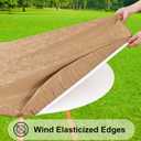 Smiry Round Picnic Tablecloth, Elastic Waterproof Fitted Heavy Duty Vinyl Tablecloths for 57"-68" Tables, Wipeable Washable Table Cover for Kitchen, Dining, Camping, Outdoor, Brown