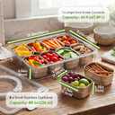 Snack Box Container with 9 Removable Stainless Steel Compartments, Divided Serving Tray with Clear Locking Lid & Carry Handle, Snack Organizer for Lunch, Parties, Travel