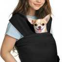 Pawaboo Pet Sling Carrier for Small Dogs and Cats, Hands Free Dog Carrier Sling, Anti-Anxious Soft Cotton Front Facing Cat Carriers Papoose, Puppy Kitten Pouch Reduce Back Neck Pain, Black