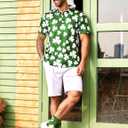Mens Polo Shirts Short Sleeve Print Golf Shirts Gifts for Men (Green, M)